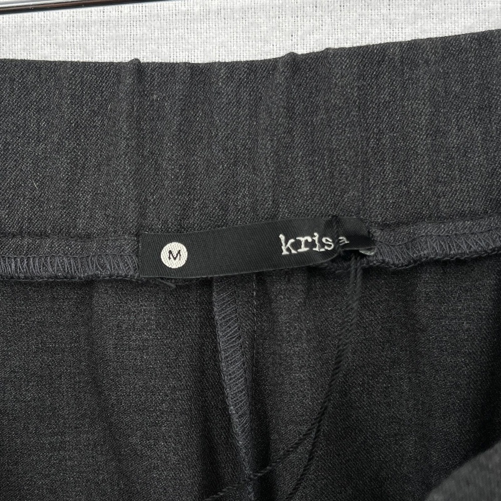 KRISA High Rise Pants Women Medium Gray Tuxedo Stripe Pleated Business Casual - Picture 8 of 16
